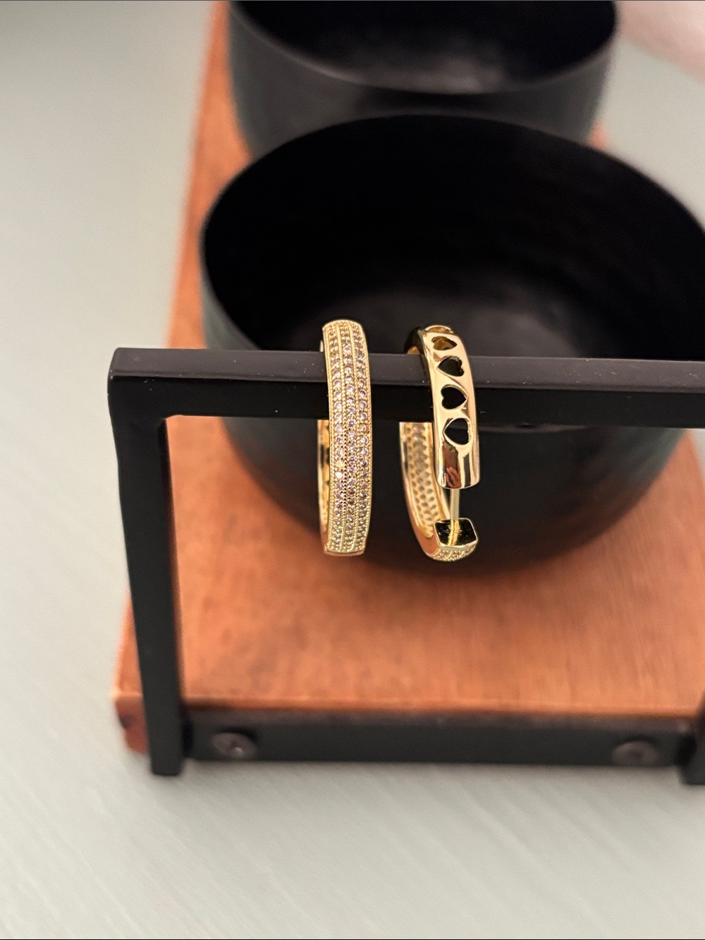 GOLD PLATED huggie hoop earrings designed with micro-pave cubic zirconia stone